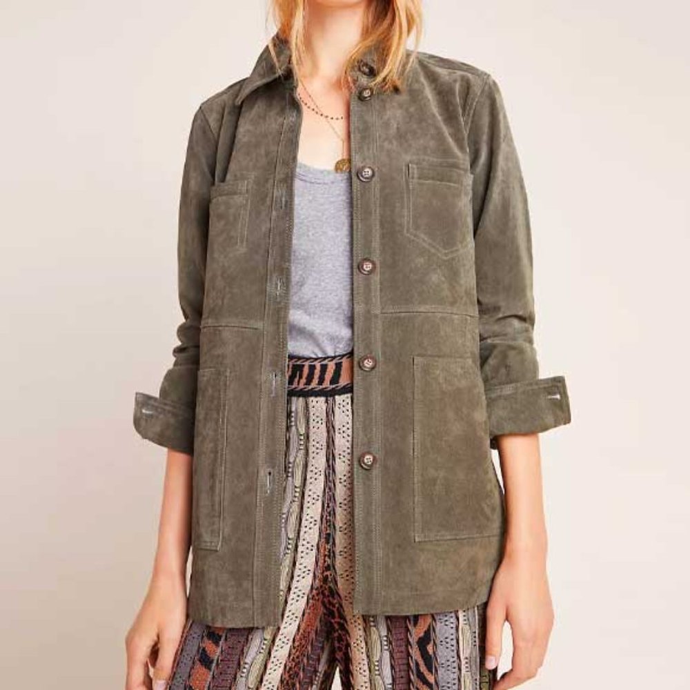 NWT Anthropologie | Moss Suede Shirt Jacket Size M